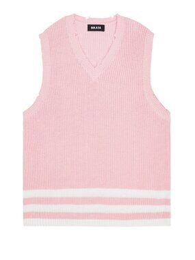 NWT SER.O.YA Baby Pink/White V-Neck Rib Knit Sweater